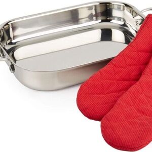 All-Clad 00830 Stainless-Steel Lasagna Pan with 2 Oven Mitts/Cookware